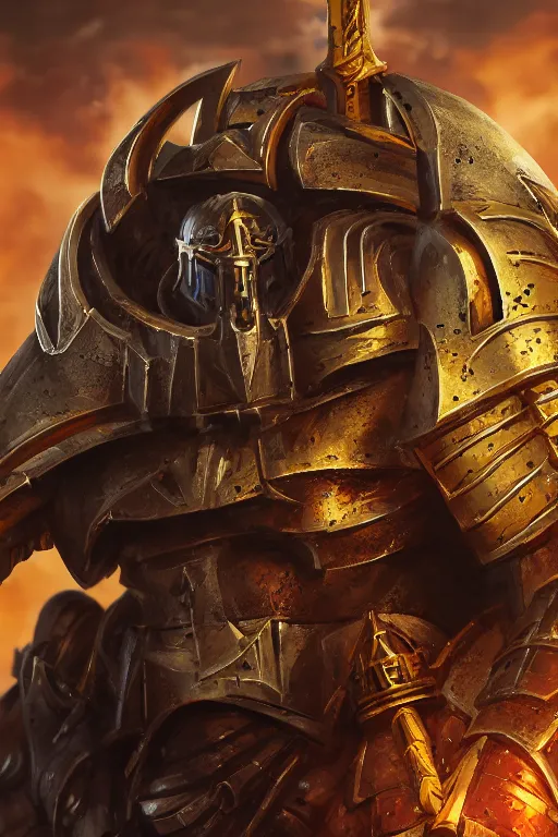 Image similar to armor portrait heros warhammer 4 0 k horus heresy fanart - the primarchs emperor by johannes helgeson animated with vfx concept artist & illustrator global illumination ray tracing hdr fanart arstation zbrush central hardmesh 8 k octane renderer comics stylized