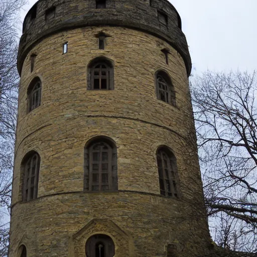 Prompt: big round castle tower