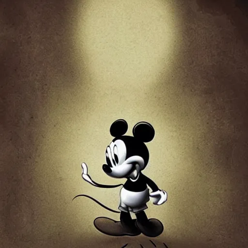 Image similar to micky mouse in a horror movie