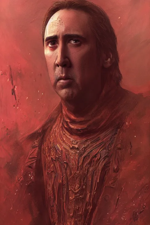 Image similar to Nicholas Cage Sith Lord, star wars, dark fantasy, intricate, highly detailed, smooth, artstation, painted by Wayne Barlowe, Greg Rutkowski, zdislav beksinski, Francis Bacon