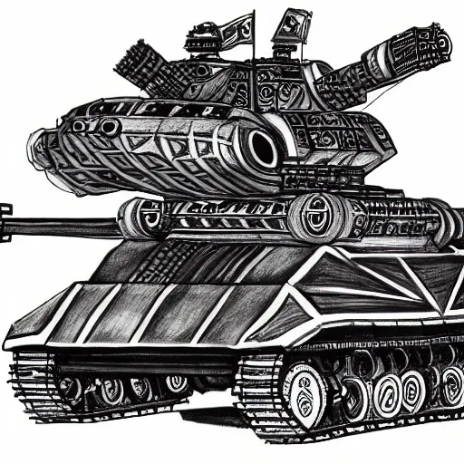 Image similar to daoist battle tank painted in white and black yin - yag symbol blasting away at dystopia, cosmos backdrop, detailed pencil drawing escher style xenopunk alien aesthetics