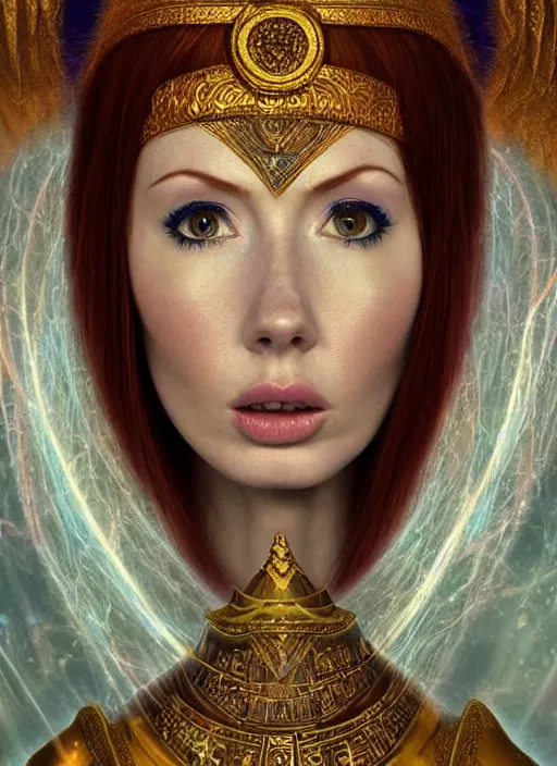 Prompt: beautiful 20 year old Karen Gillan as the goddess priestess of joy. ultra detailed painting at 16K resolution and amazingly epic visuals. epically beautiful image. amazing effect, image looks gorgeously crisp as far as it's visual fidelity goes, absolutely outstanding. vivid clarity. ultra. iridescent. mind-breaking. mega-beautiful pencil shadowing. beautiful face. Ultra High Definition. godly shading. amazingly crisp sharpness. photorealistic film cel processed twice..