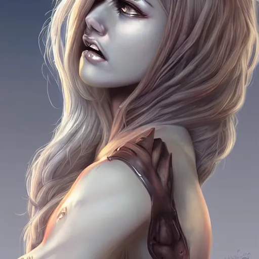 Prompt: beautiful anthropomorphic female werewolf monstergirl, fantasy art, digital painting, concept art, highly detailed, smooth, art by artgerm