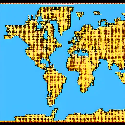 Prompt: pixel art world map
