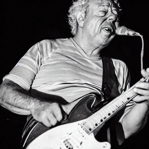 Image similar to gene ween guitar face, wrinkly, sweaty, angry