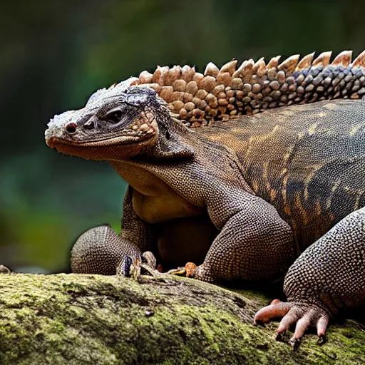 Image similar to a hybrid between a komodo-dragon and a pangolin, national geographic file-photo, photography