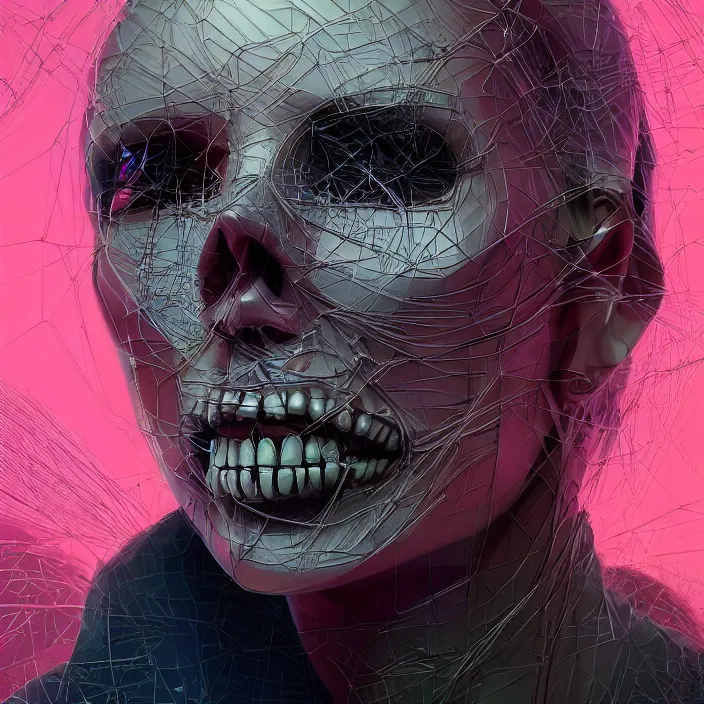 Prompt: portrait of charlize theron as a skull in a suit. intricate abstract. intricate artwork. nightmare fuel. by Tooth Wu, wlop, beeple, dan mumford. octane render, trending on artstation, greg rutkowski very coherent symmetrical artwork. cinematic, hyper realism, high detail, octane render, 8k, iridescent accents