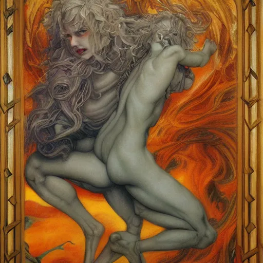 Image similar to a painting in the style of ayami kojima and in the style of jean delville.