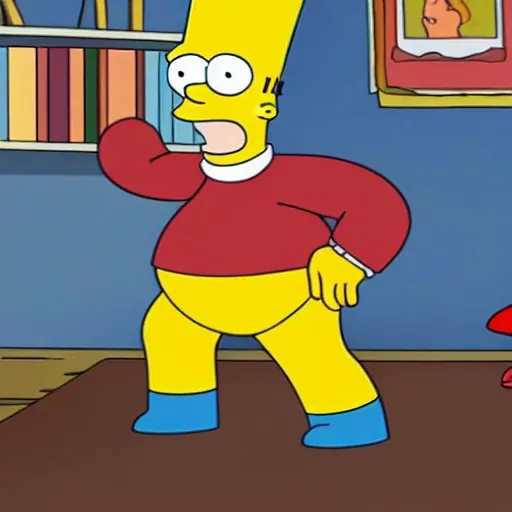 Prompt: melanchon is spanking macron, in a episode from the simpson