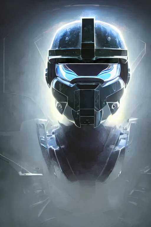 Image similar to robot ninja mask helmet halo master chief radiating a glowing aura global illumination ray tracing hdr fanart arstation by ian pesty and katarzyna da „ bek - chmiel