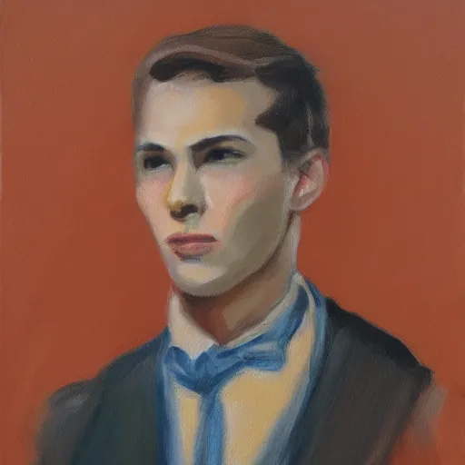 Prompt: handsome young man model limited palette painting