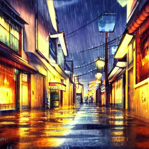 Image similar to anime tokyo residential quiet street scenery only wallpaper aesthetic, rainy scene, beautiful, dreamy