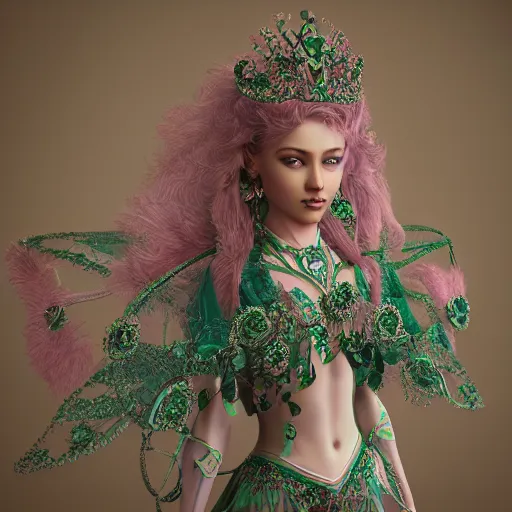 Prompt: princess of emerald ballerina, ornate, intricate, hyper detailed, stunning, 4 k, octane render