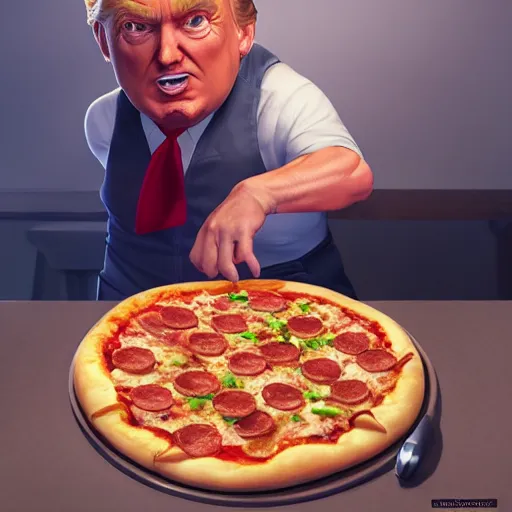 Prompt: trump making a pizza by stanley artgerm lau, wlop, rossdraws, artstation, cgsociety, concept art, cgsociety, octane render, trending on artstation, artstationhd, artstationhq, unreal engine, 4 k, 8 k,