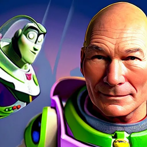 Image similar to patrick stewart as the real buzz lightyear