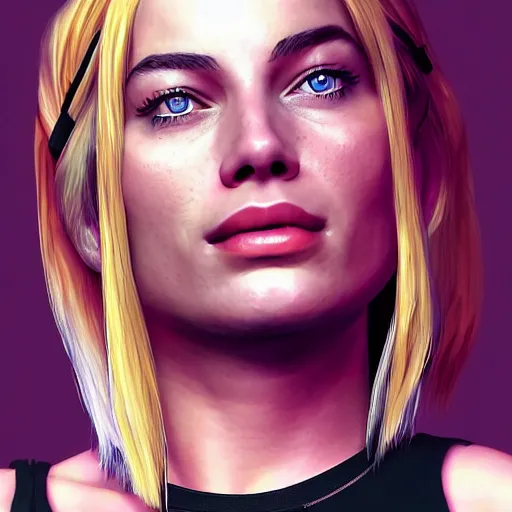 Image similar to portrait of margot robbie as chloe price from life is strange, realistic photograph