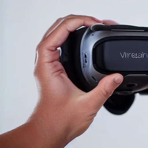 Image similar to a mini virtual reality heaset in the palm of a hand