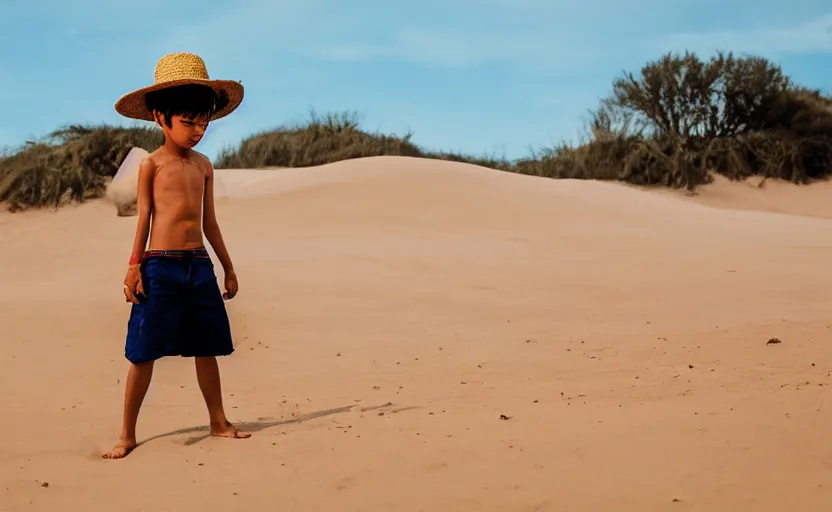 Image similar to a luffy in sand dunes, photography