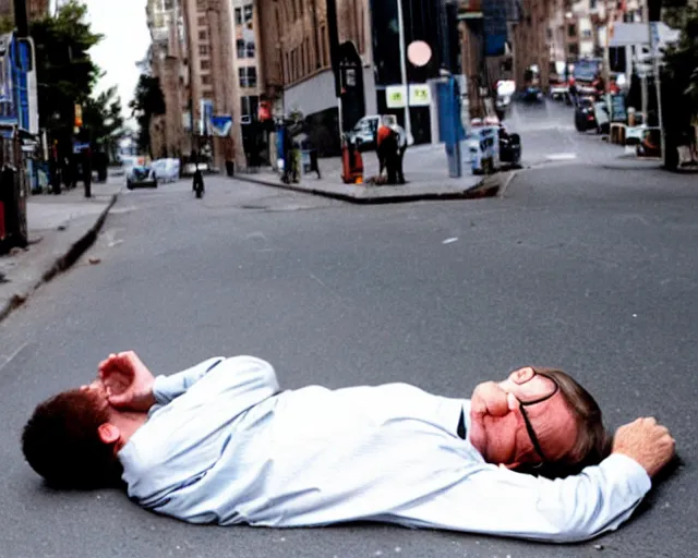 Image similar to drunk bill gates sleeping in the street