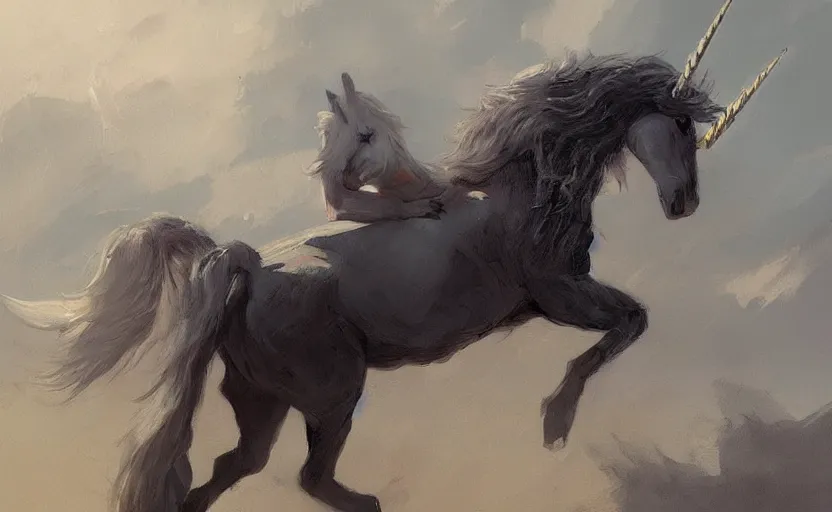 Prompt: a painting of a unicorn trending on artstation in the style of greg rutkowski