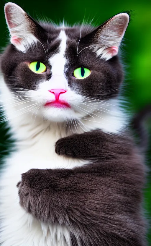 Image similar to 8 k uhd this cat has too many mouths to feed, anime, soft warm ambient light