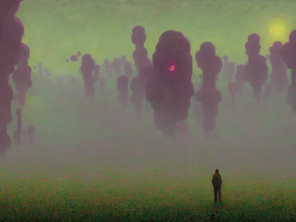 Prompt: third eye voidscape by simon stalenhag and claude monet, oil on canvas