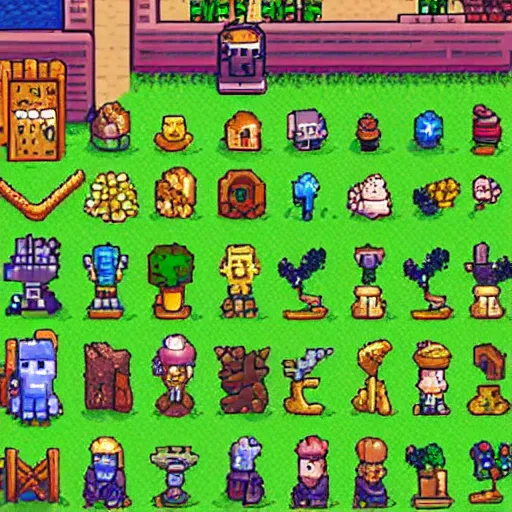 Image similar to pixel art sprite sheet rpg items, stardew valley