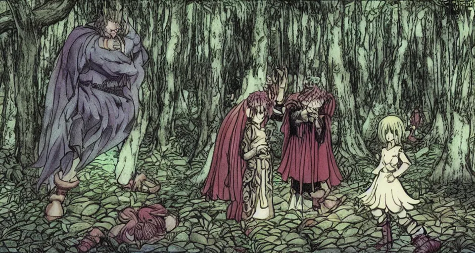 Image similar to Enchanted and magic forest, from Berserk