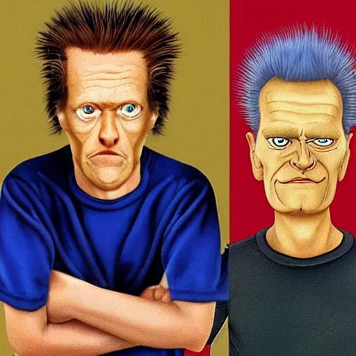 Prompt: beavis and butthead as realistic humans in a photo