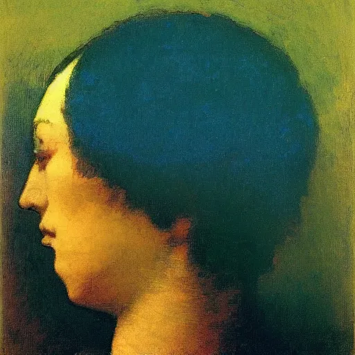 Image similar to A beautiful photograph of a human head. The head is seen from multiple perspectives at once, as if it is being turned inside out or seen through a kaleidoscope. Every angle and curve of the head is explored and emphasized, creating an optical illusion that is both confusing and mesmerizing. by Robert Antoine Pinchon, by Odilon Redon lines, ecstatic