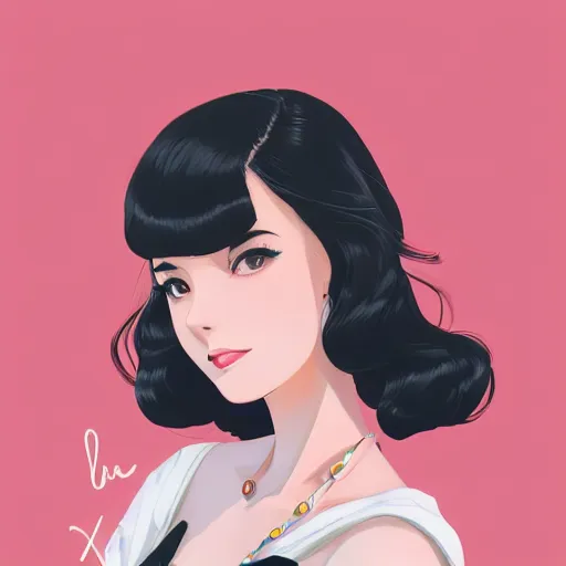 Prompt: portrait of a beautiful girl with dark hair dressed in 1950's fashion, park background, rich vivid colors, ambient lighting, dynamic lighting, 4k, official media, anime key visual, makoto shinkai, ilya kuvshinov, lois van baarle, rossdraws, detailed, trending on artstation