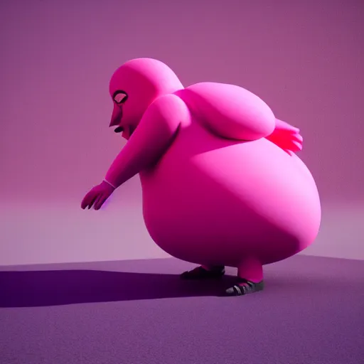 Prompt: a giant pink windup chick, 3d model, octane engine, realistic shadows, dynamic lighting