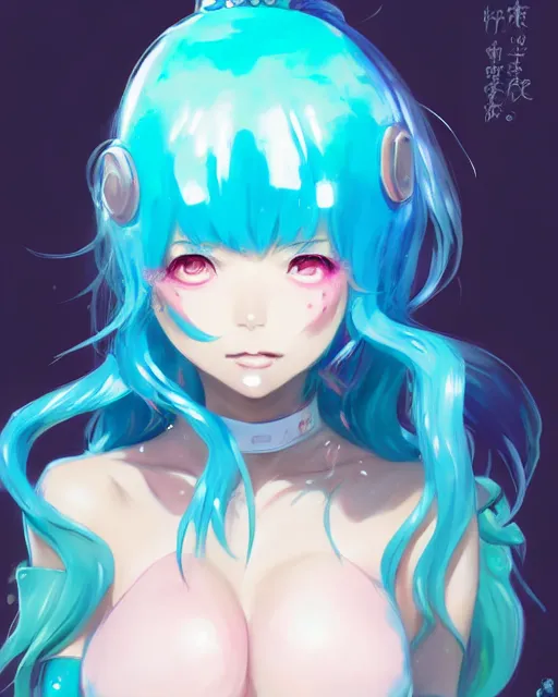 Prompt: character concept art of a an anime slime girl | | cute - fine - face, pretty face, realistic shaded perfect face, fine details by stanley artgerm lau, wlop, rossdraws, james jean, andrei riabovitchev, marc simonetti, and sakimichan, tranding on artstation