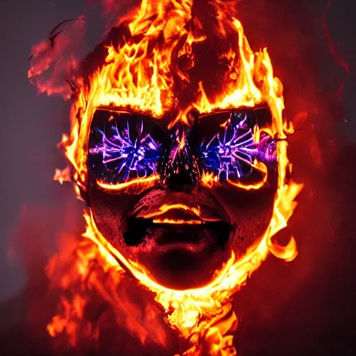 Prompt: burning face