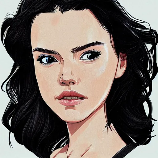 Image similar to a portrait of Daisy Ridley, anime art style