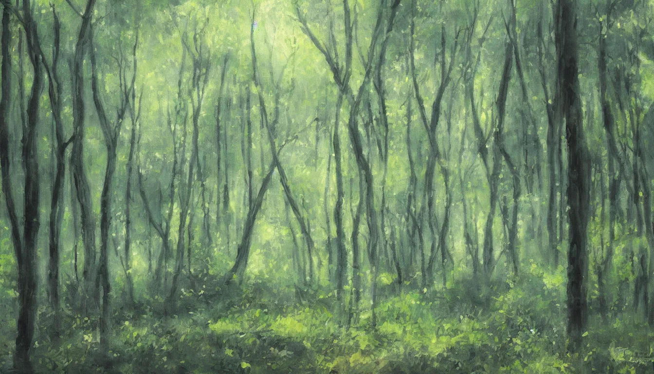 Image similar to a painting of a clearing in a forest, digital art