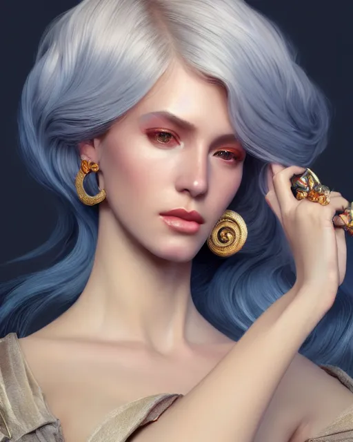 Image similar to beautiful digital painting of a stylish socialite ocean with high detail, real life skin, 8 k, stunning detail, works by artgerm, greg rutkowski and alphonse mucha, unreal engine 5, 4 k uhd