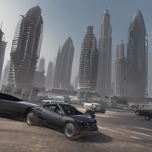 Image similar to gta : dubai, by yoko taro