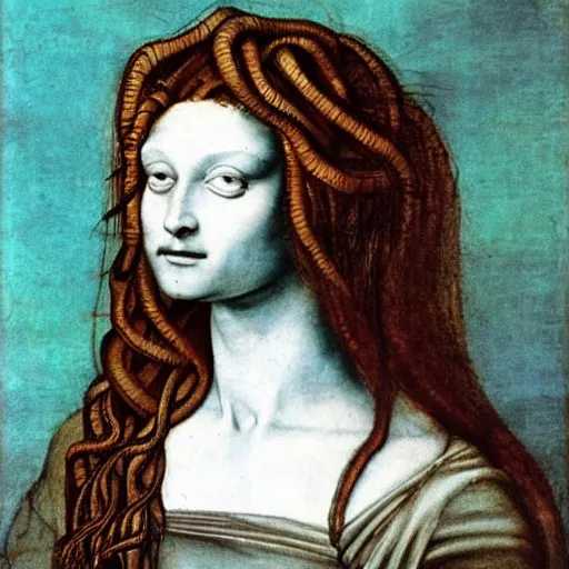 Prompt: Medusa portrait by Leonardo da Vinci