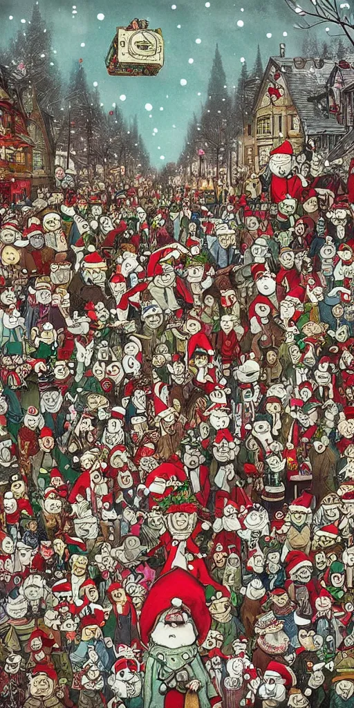 Image similar to a vintage christmas day parade by alexander jansson and where's waldo