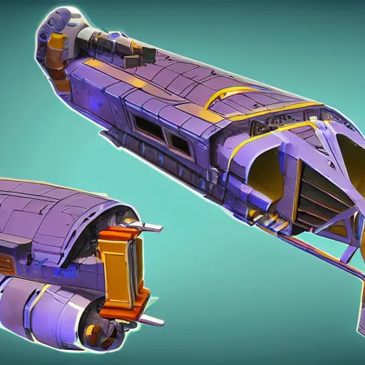 Prompt: scrap mechanic space ship concept art