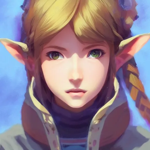 Prompt: portrait of botw zelda, art by ilya kuvshinov wlop artgerm makoto shinkai, intricate, highly detailed, digital painting, art station, concept art, smooth, sharp focus, illustration, advanced digital anime art, atmospheric lighting, detailed face