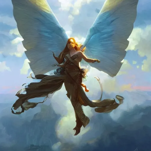 Prompt: plane on the sky!!!!!!!! d & d fantasy intricate elegant highly detailed digital painting artstation concept art matte sharp focus illustration hearthstone art by artgerm art by greg rutkowski, art by alphonse mucha