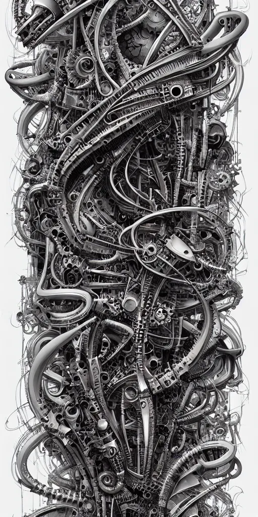 Image similar to biomechanical typography by hr giger and james jean