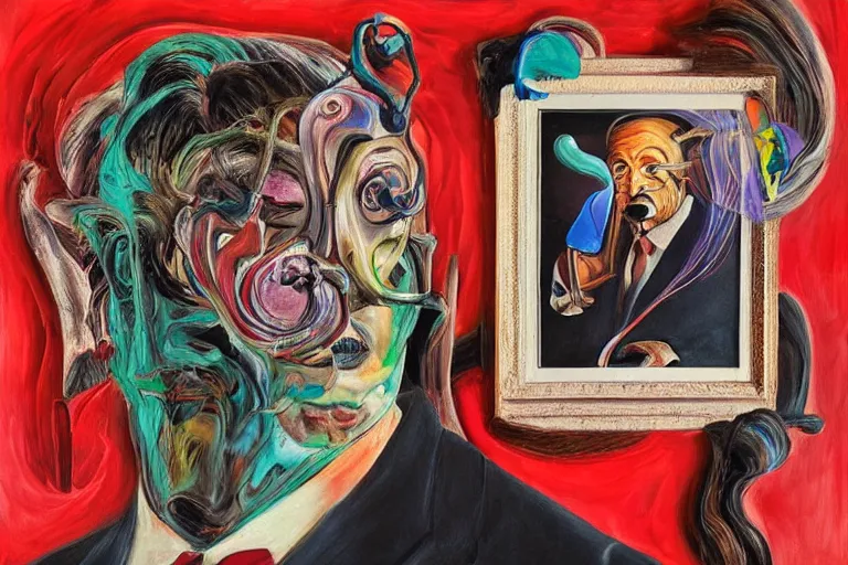 Image similar to portrait of a uncanny painter by Chor Boogie and Salvador Dali collaboration