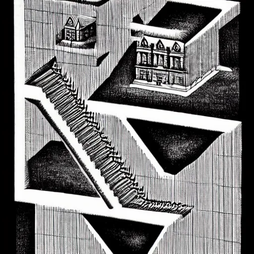 Prompt: knowledge, drawing by mc Escher