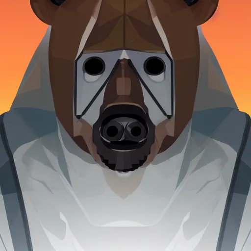 Image similar to portrait of bear beast-man wearing a hazmat suit, digital art, concept art, highly detailed, sharp focus