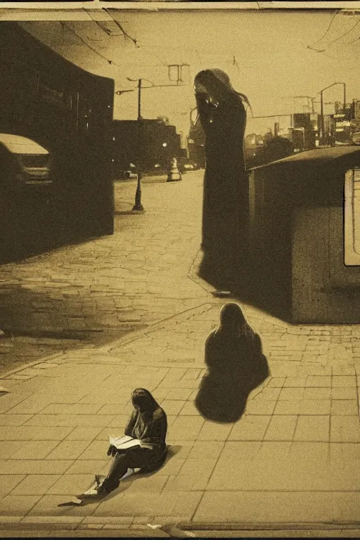 Prompt: a woman sitting in the middle of a tokyo street at night, in the style of the dutch masters and Gregory Crewdson