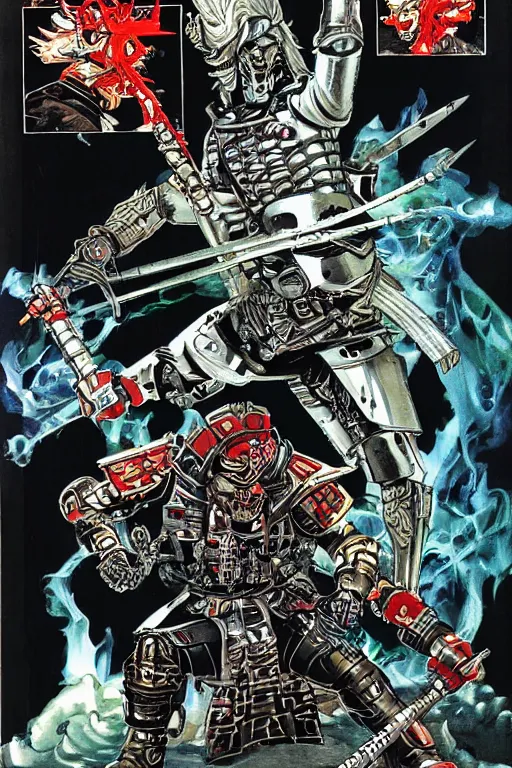 Image similar to cybernetic samurai general ghost by mark zug, simon bisley and daryl mandryk