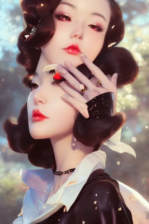 Image similar to a pin up and beautiful fashion charming dreamlke japan girl with lv jewelry, character art, art by artgerm lau and wlop and and ilya kuvshinov and john singer sargent, hyperdetailed, 8 k realistic, symmetrical, frostbite 3 engine, cryengine, dof, trending on artstation, digital art